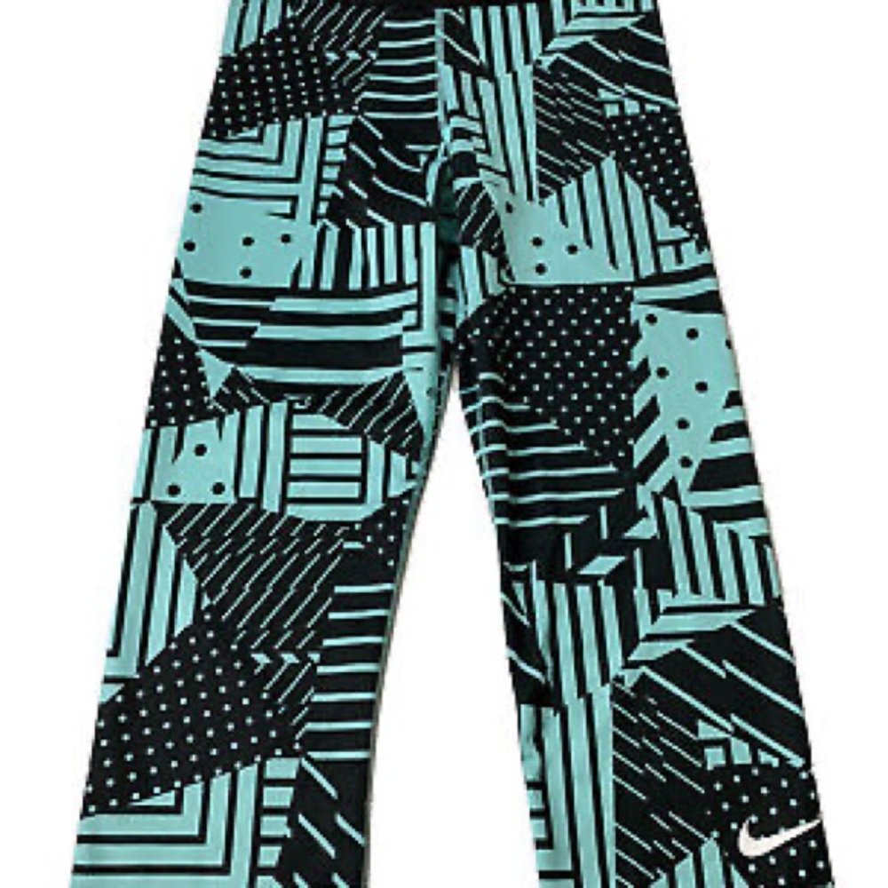Nike Pro Turquoise Geometric Pattern Running Yoga… - image 6